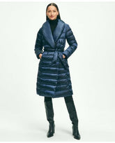 Brooks Brothers Women's Down Water-Resistant Belted Puffer Coat Navy