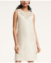 Brooks Brothers Women's Beaded Neckline Shift Dress Light Beige