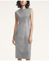 Brooks Brothers Women's Flannel Metallic Sheath Dress Silver