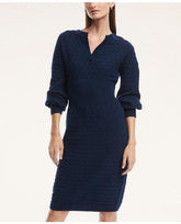 Brooks Brothers Women's Merino Wool Blouson Sweater Dress Navy