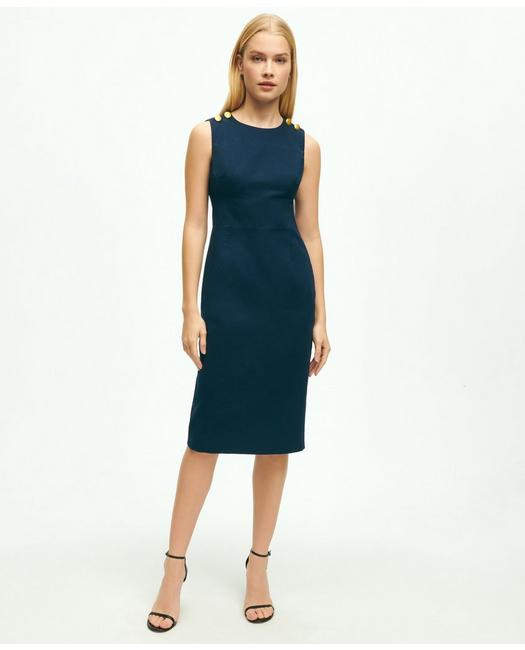 Brooks Brothers Women's Cotton Pique Sheath Dress Navy