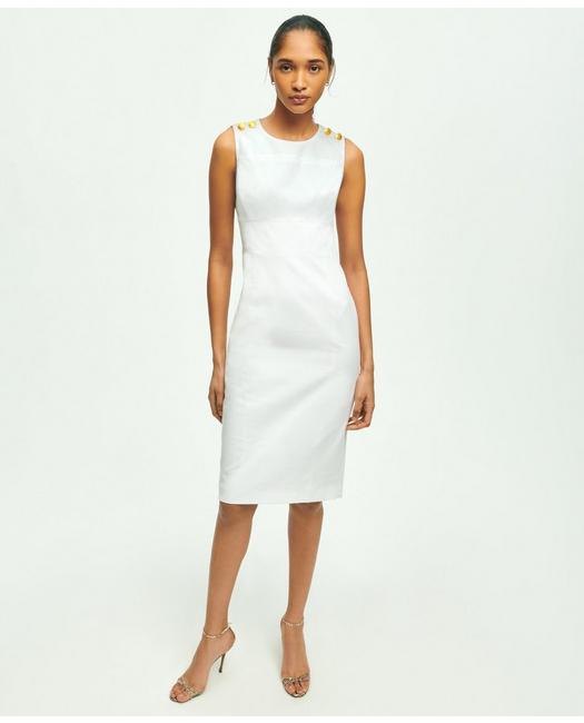 Brooks Brothers Women's Cotton Pique Sheath Dress White