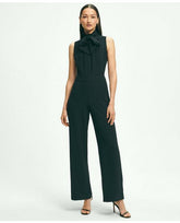 Brooks Brothers Women's Crepe Bow-Neck Wide-Leg Jumpsuit Black