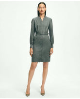 Brooks Brothers Women's Wool Flannel Belted Shirt Dress Grey