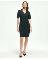 Brooks Brothers Women's Stretch Wool V-Neck Sheath Dress Black