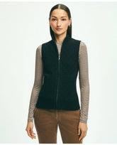 Brooks Brothers Women's Merino Wool Blend Quilted Sweater Vest Black