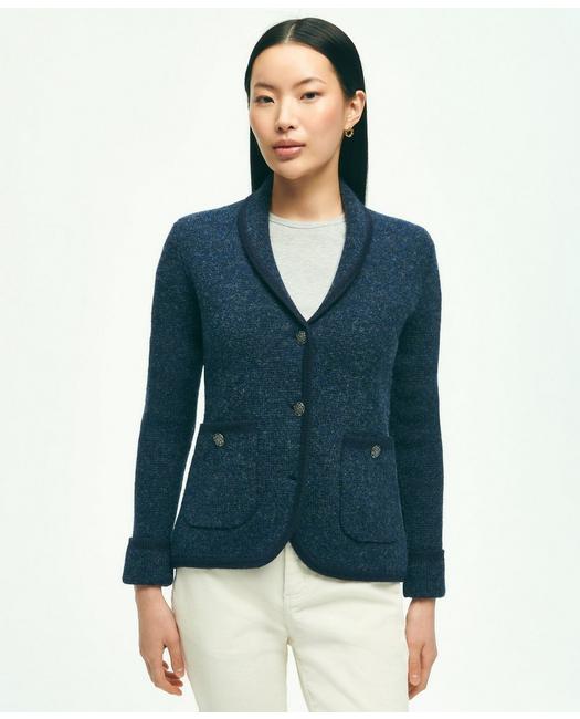 Brooks Brothers Women's Wool Shawl Collar Sweater Jacket Navy