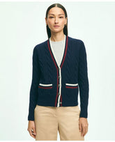 Brooks Brothers Women's Merino Wool Cashmere Tennis Cardigan Navy