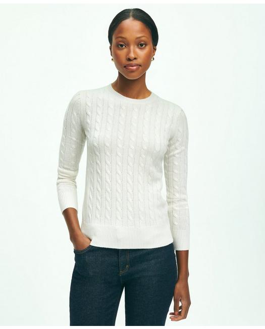 Brooks Brothers Women's Cashmere Crewneck Sweater Cream