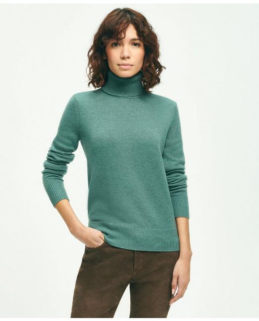 Brooks Brothers Women's Cashmere Turtleneck Sweater Green