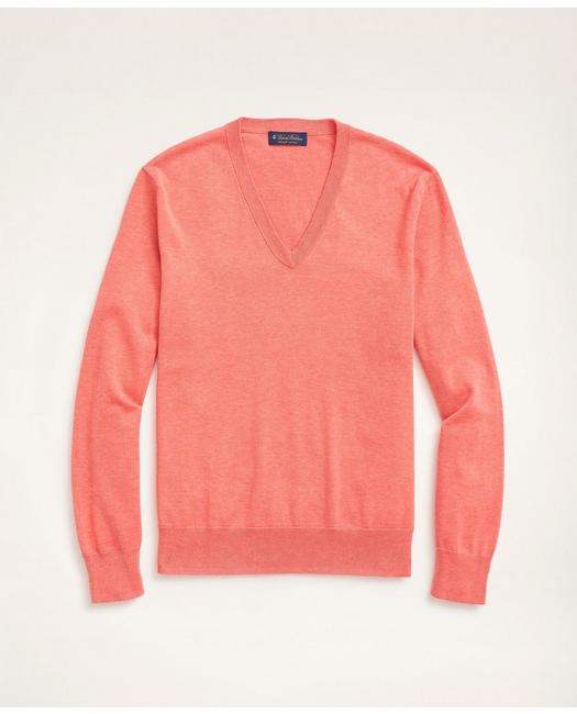 Brooks Brothers Men's Big & Tall Supima Cotton V-Neck Sweater Coral Heather