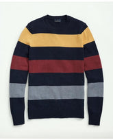 Brooks Brothers Men's Big & Tall Cotton Crewneck Rugby Stripe Sweater Navy