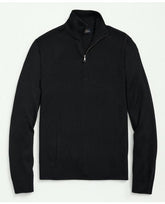 Brooks Brothers Men's Big & Tall Fine Merino Wool Half-Zip Sweater Black