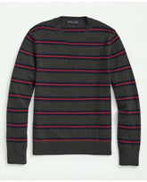 Brooks Brothers Men's Big & Tall Lambswool Crewneck Belt Stripe Sweater Green