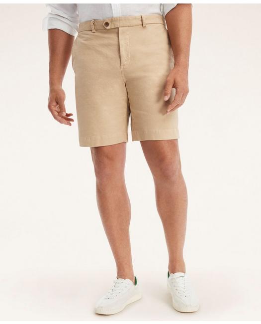 Brooks Brothers Men's Big & Tall 9" Stretch Washed Canvas Shorts Light Beige
