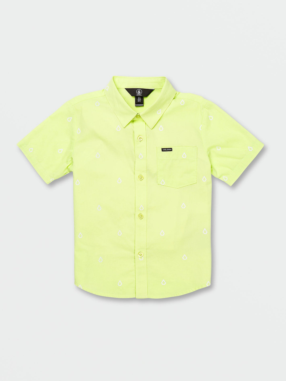 Volcom Patterson Boys Short Sleeve Woven Shirt (Age 2-7) Shadow Lime