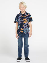 Volcom Indo Spray Floral Woven Boys Short Sleeve Shirt (Age 2-7) Navy