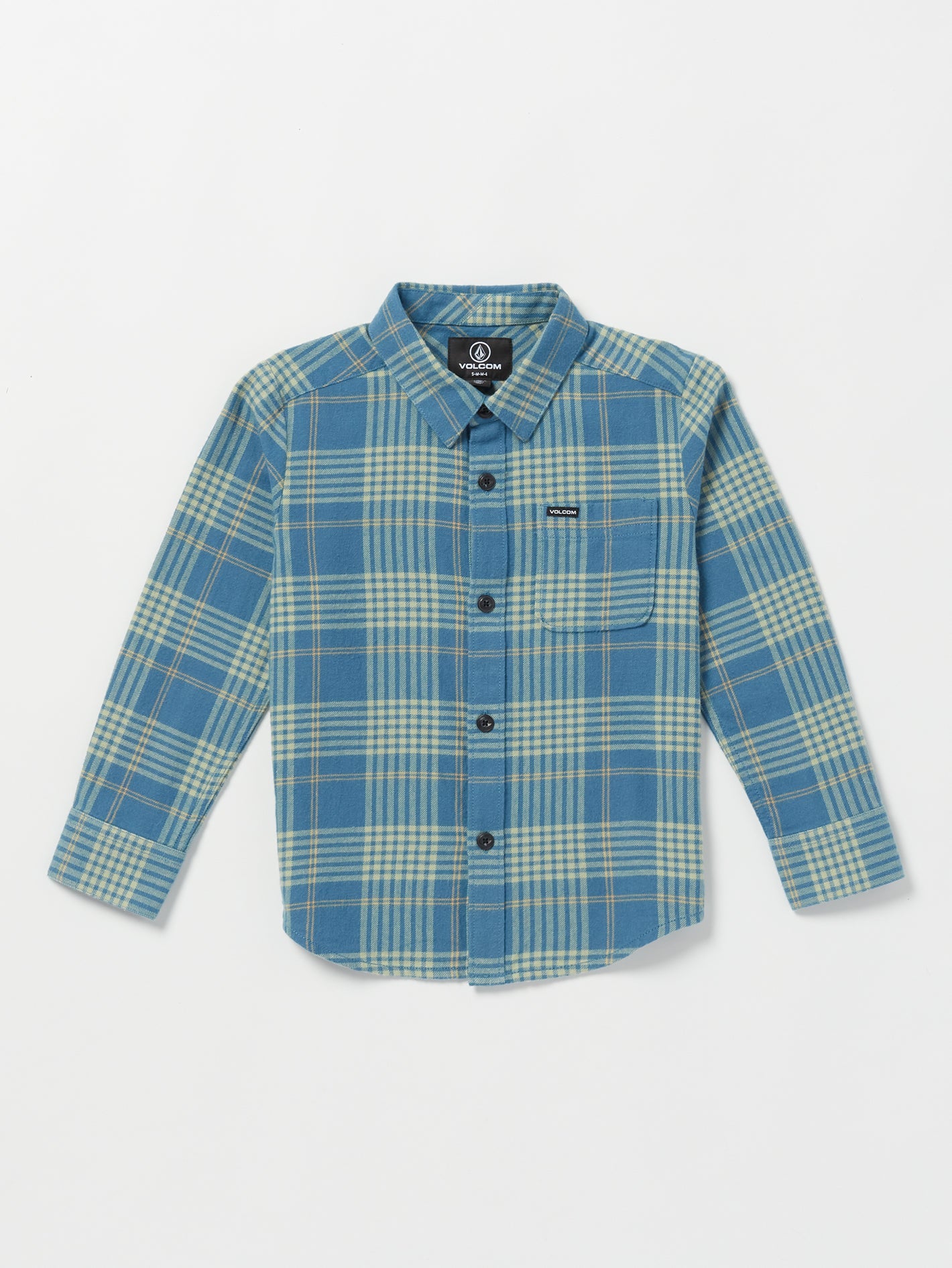 Volcom Caden Plaid Long Sleeve Shirt (Age 2-7) Indigo Ridge