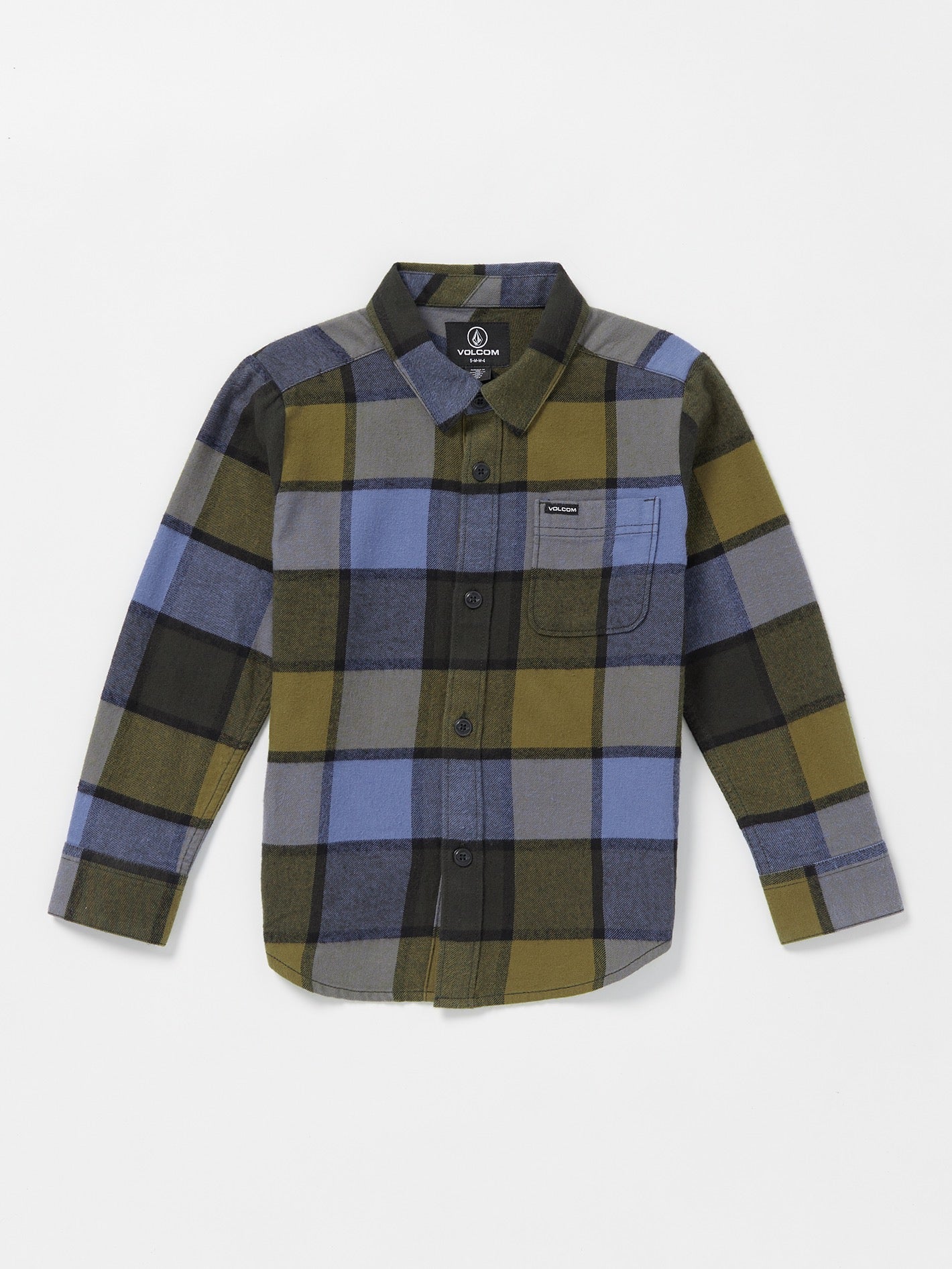 Volcom Caden Plaid Flannel Rinsed Black