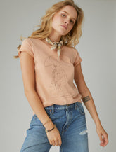 Lucky Brand Yellowstone Cowboy Tee Peach Bloom