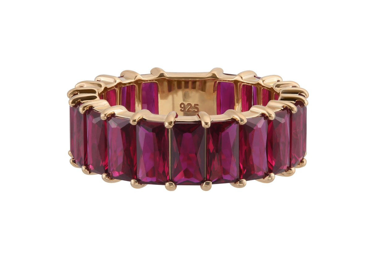 Judith Leiber Couture Baguette Eternity Ring Red