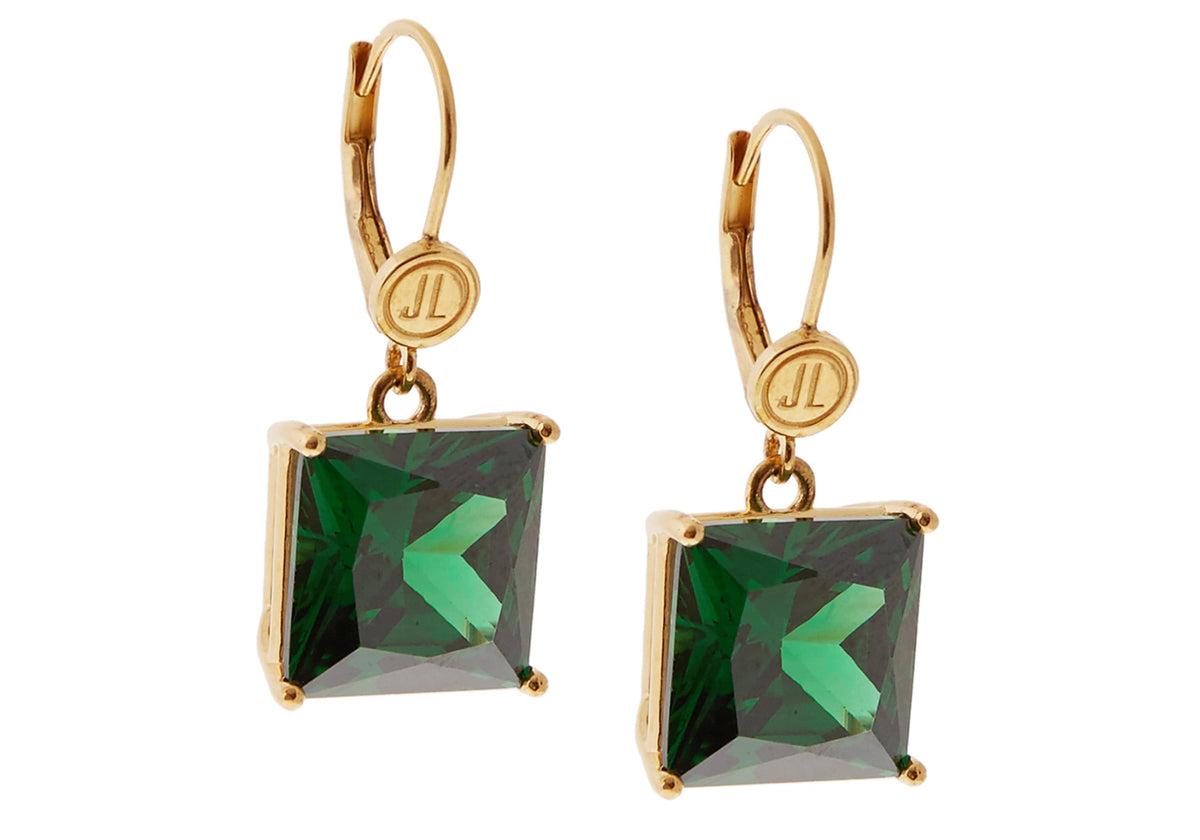 Judith Leiber Couture Square Gem Leverback Earring Green
