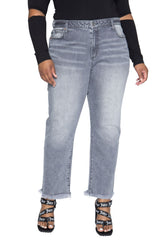 Juicy Couture Plus-Size Venice Straight Leg Jeans Grey Marble