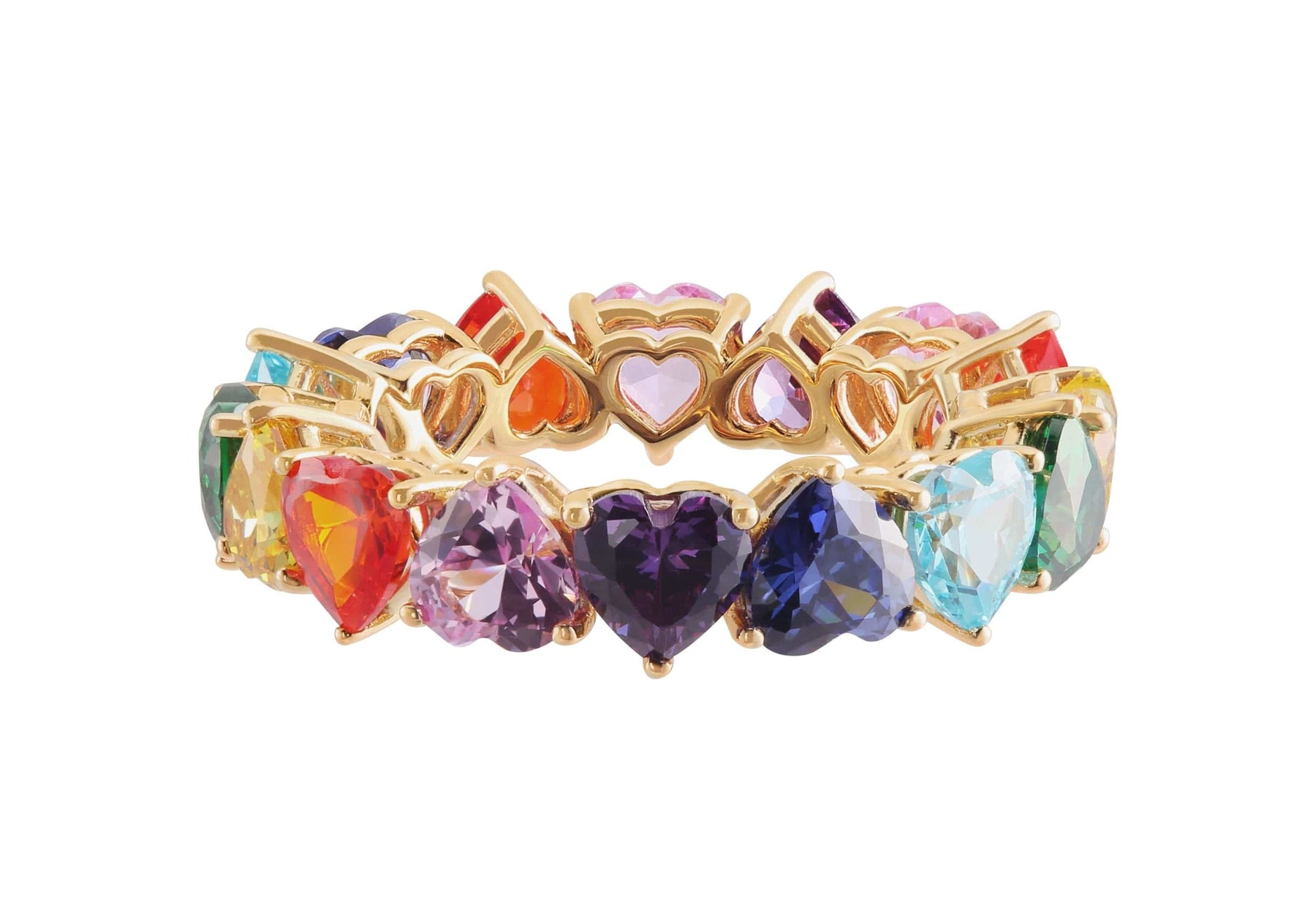 Judith Leiber Couture Small Heart Gem Eternity Band Multicolor