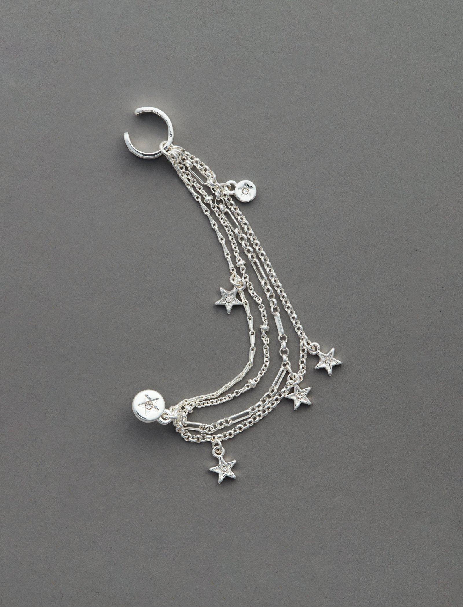 Lucky Brand Stars Ear Cuff Chain - Women's Ladies Accessories Jewelry Bracelets Silver